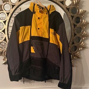 Vintage North Face Men's Yellow and Black Ski Jacket